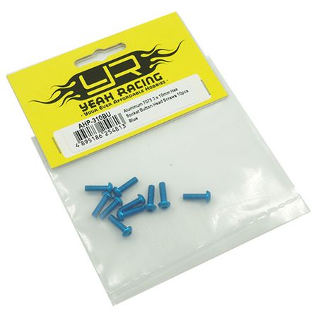 Yeah Racing Aluminium 7075 3x10mm Hex Socket Button Head Screws 10pcs Blue (AHP-310BU)