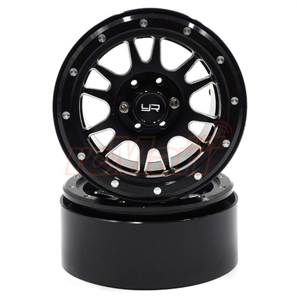 Yeah Racing 2.2 Aluminium CNC 12 Spoke Beadlock Wheel w/Wheel Hub 2pcs Black (WL-0119BK)