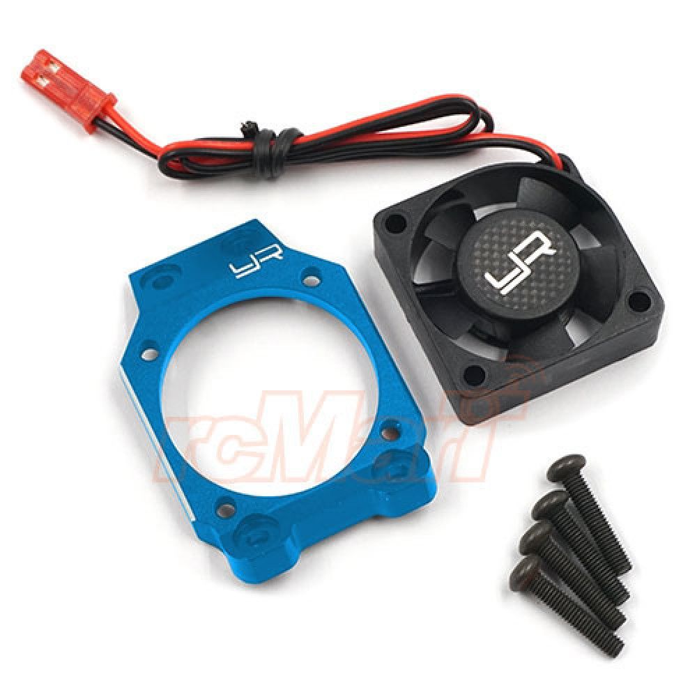Yeah Racing Aluminium Motor Fan Mount Brace &amp; Fan Tamiya M08 - Blue (TAMC-084BU)