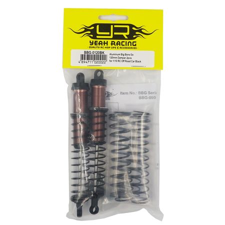 Yeah Racing Aluminum Big Bore Go 120mm Damper 2pcs for 1/10 RC Off Road Car Black (BBG-0120BK)