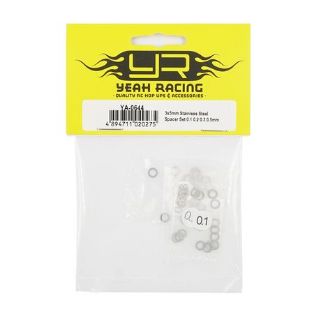 Yeah Racing 3x5mm Stainless Steel Spacer Set 0.1 0.2 0.3 0.5mm (YA-0644)