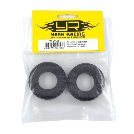 Yeah Racing 1.0&quot; Rock Medium Soft Micro Tire w/ Foam 2pcs 1/24 RC