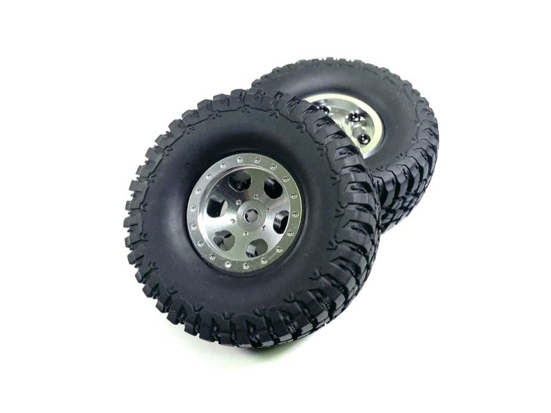 Absima 1.1&quot; Aluminum Beadlock Wheels 1:18 Crawler - Silver (2) ( AB 1810001)