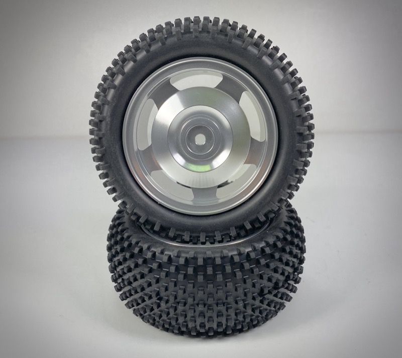 Absima 1:10 Aluminium Buggy Wheel Set 2WD/4WD Block Tyre Rear 12mm Hex (2) ( AB 2500024)