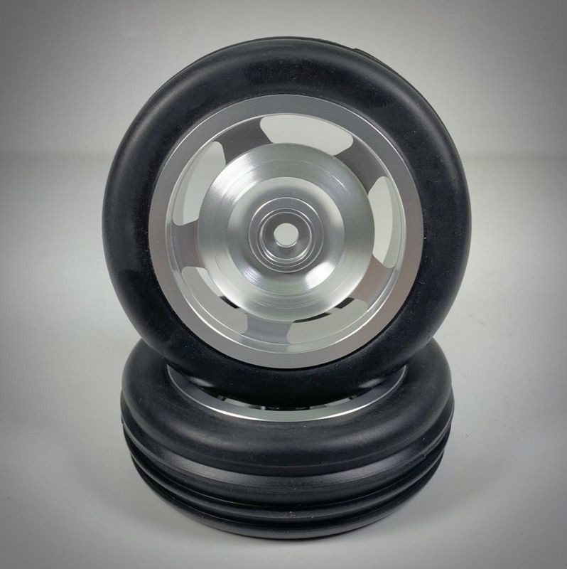 Absima 1:10 Aluminium Buggy Wheel Set 2WD Ribbed Tyre Front (2) ( AB 2500022)