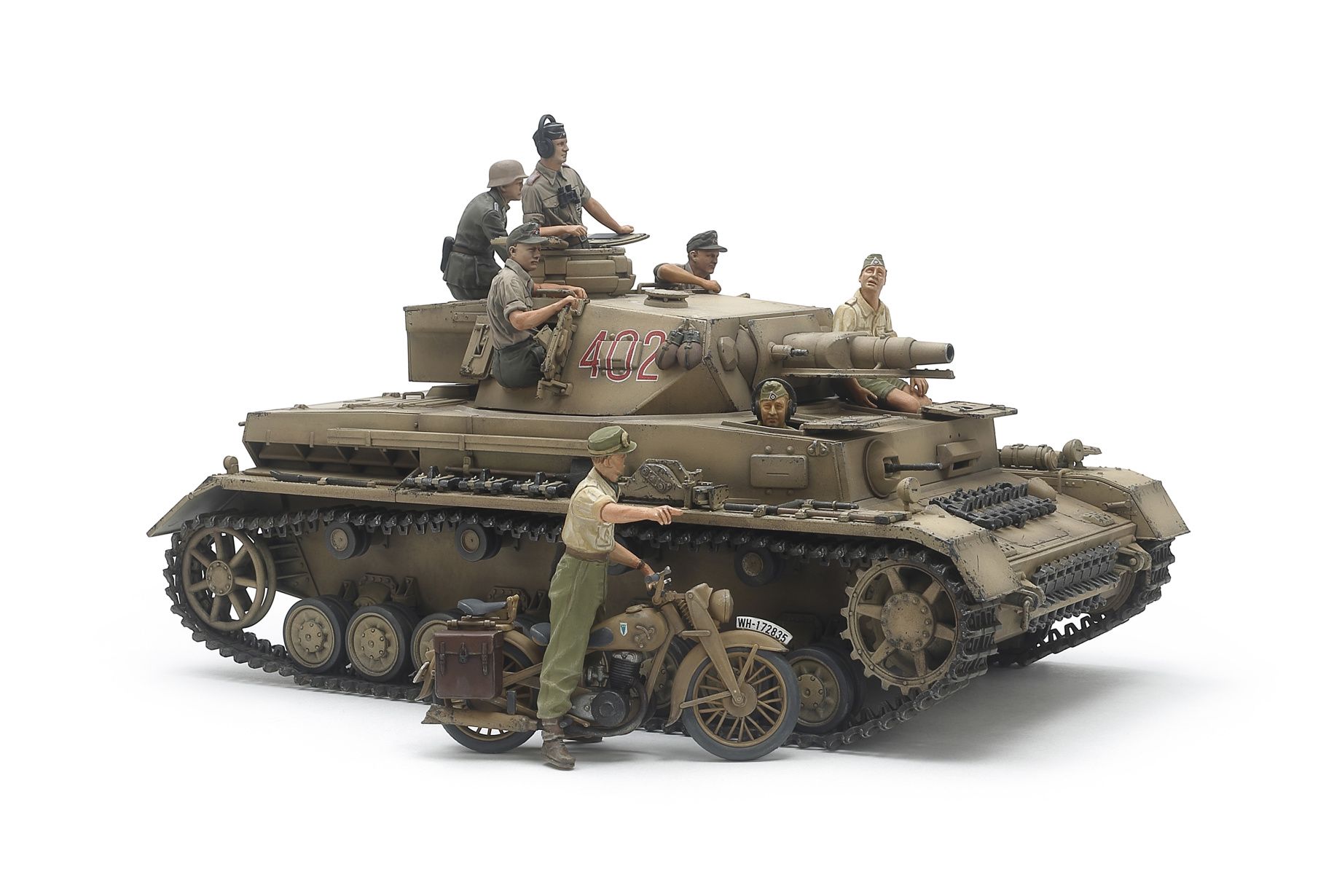 Tamiya 1:35 IV.F &amp; Motorcycle North Africa ( THC 25208)