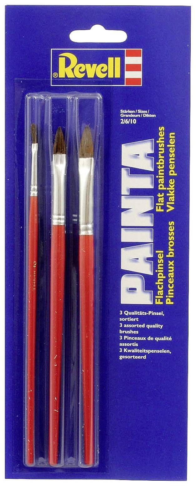 Revell Flat Brush Set â€“ 3 Different Sizes 2, 6, 10 (29610)