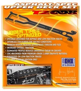 Xray T2&#039;008 Asphalt-Spec Upper Deck Graphite + Rear Upper Deck - Set (XR301185)