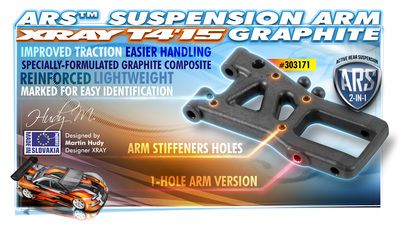 Xray Ars - Active Rear Suspension Arm - Graphite - 1-Hole (XR303171)