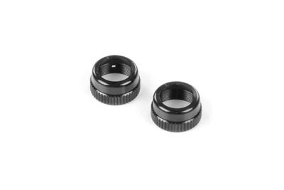 Xray Alu Shock Cap-Nut With Vent Hole - Black (2) (XR308352-K)
