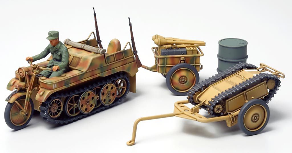 1/48 Tamiya Kettenkraftrad w/cart &amp; Goliath ( THC 32502)