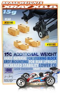 Xray Brass Rear Upright Weight 15G (2) (XR351182)