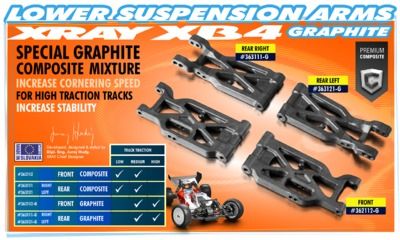 Xray Composite Suspension Arm Rear Lower Left - Graphite (XR363121-G)