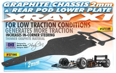 Xray X1 Graphite 2.0mm Rear Pod Lower Plate (XR371149)