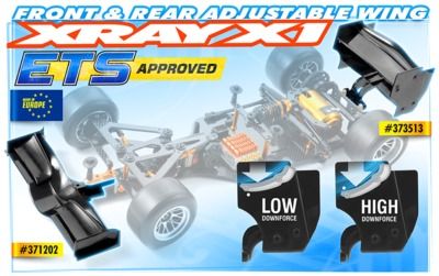 Xray X1 Composite Front Wing - Black - Ets Approved (XR371202)