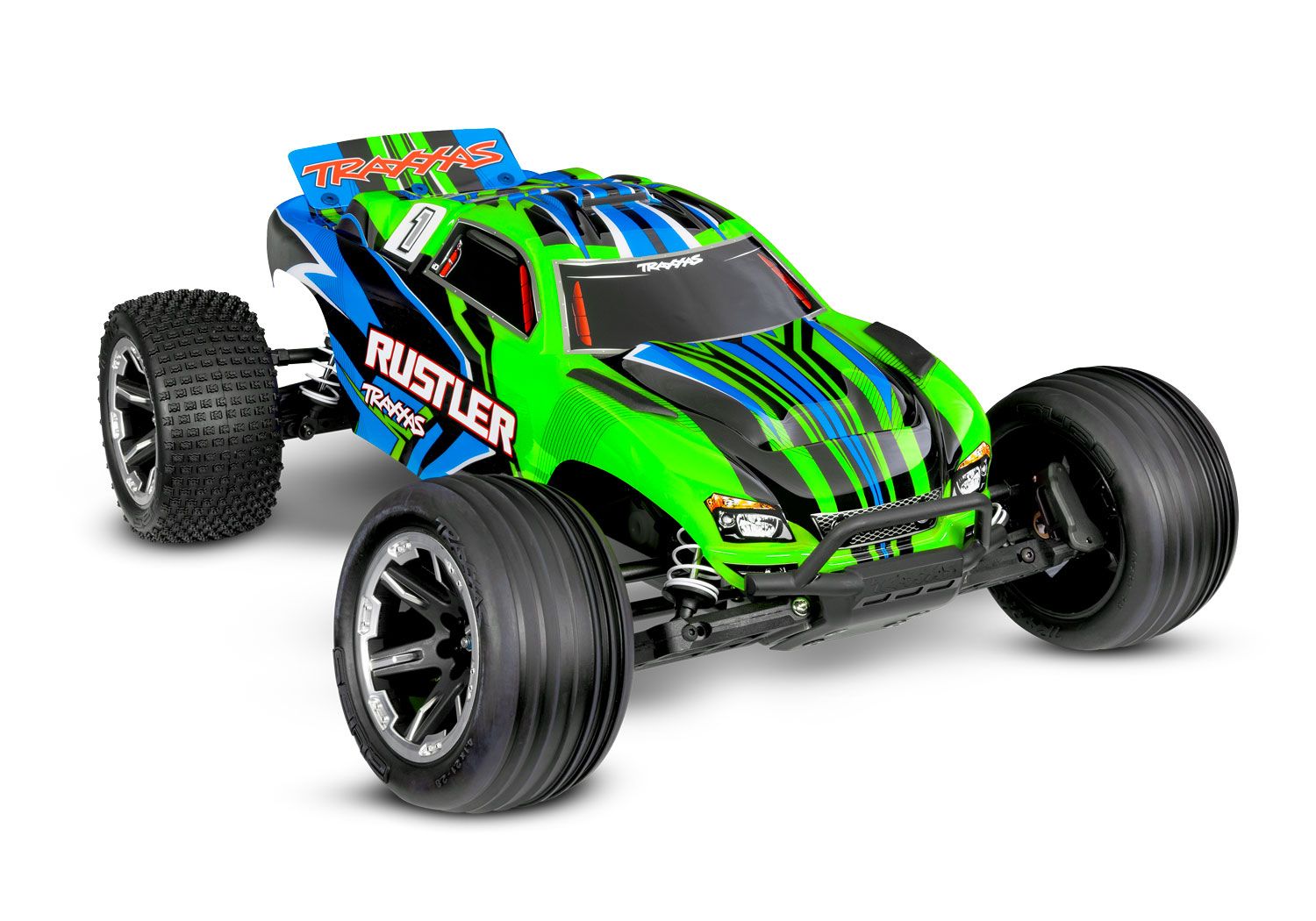 Traxxas 1:10 Rustler HD 2wd XL-5 RTR Green With Battery &amp; USB Charger - Clipless Body (TRX37254-8-GRN)