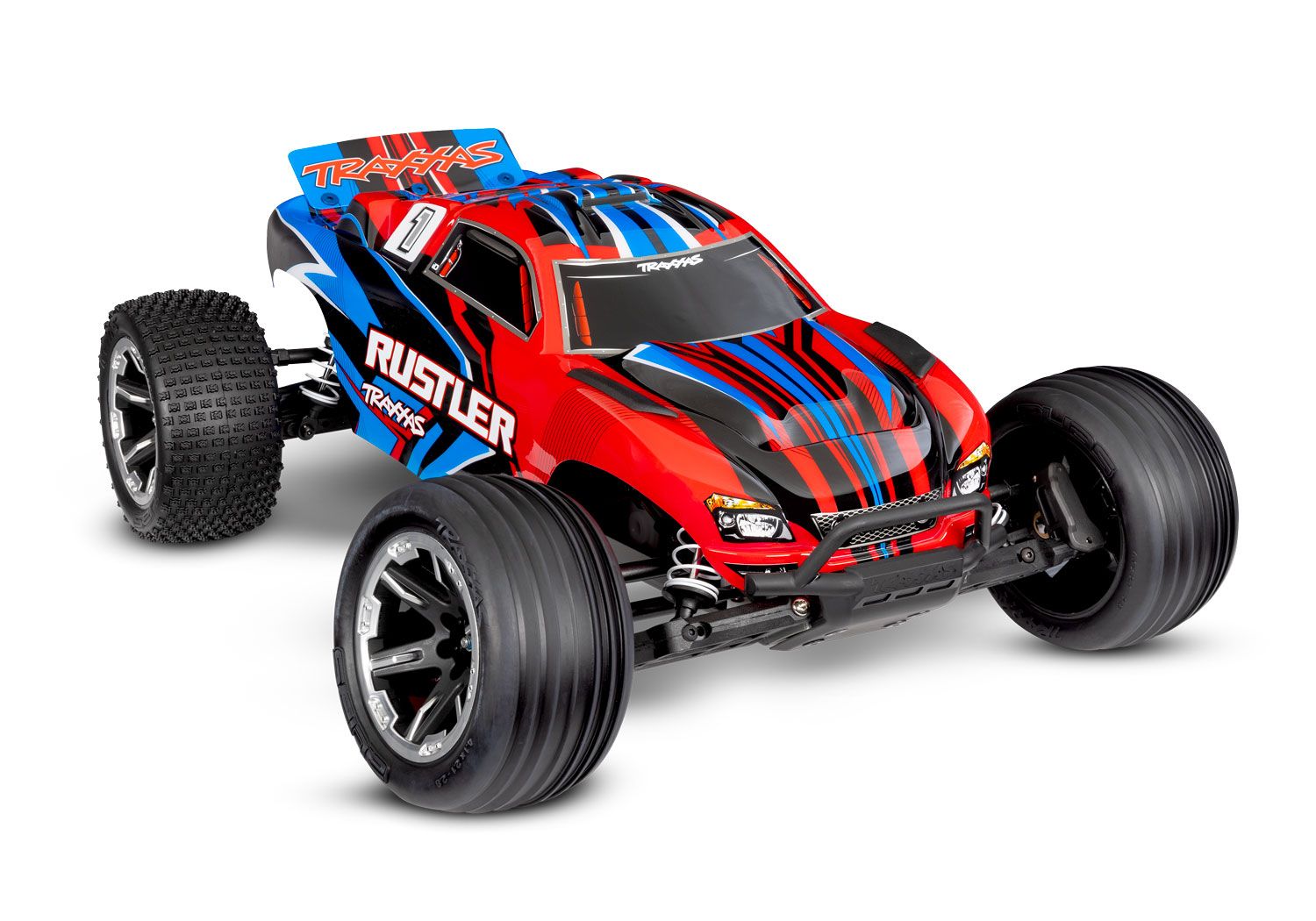 Traxxas 1:10 Rustler HD 2wd XL-5 RTR Red With Battery &amp; USB Charger - Clipless Body (TRX37254-8-RED)