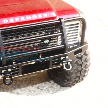 GPM Racing Traxxas TRX4, Axial SCX10 Aluminium Adjustable Front Bumper - Silver (TRX4330FE-S-BK)