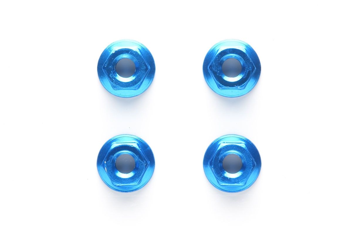 Tamiya TRF 4mm Aluminium Serrated Wheel Nut - 4pcs Blue