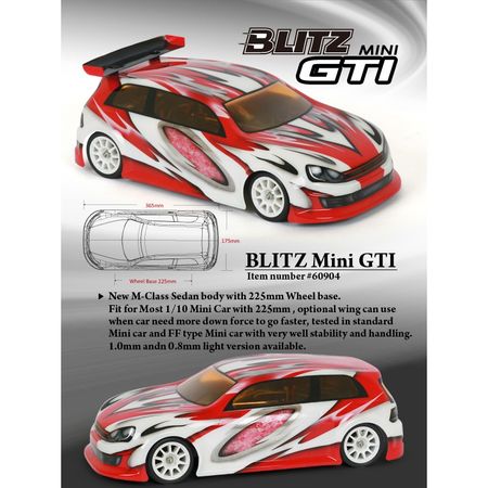 Blitz Mini GTI 225mm 0.8mm Clear Body (60904)