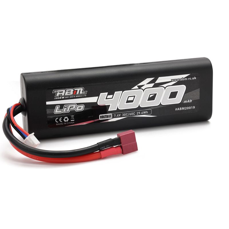 ABM-RC 4000mAh 7.4v Round Case Lipo 60c With T-Connector ( AB M20019)