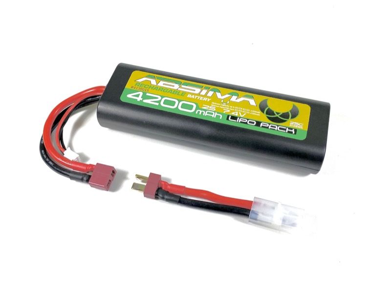 Absima LiPo 7.4V-25C 4200 Round Case (T-Plug + Tamiya Adapt.) ( AB 4130015)