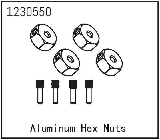 Absima Aluminium Hex Nuts (4) ( AB 1230550)