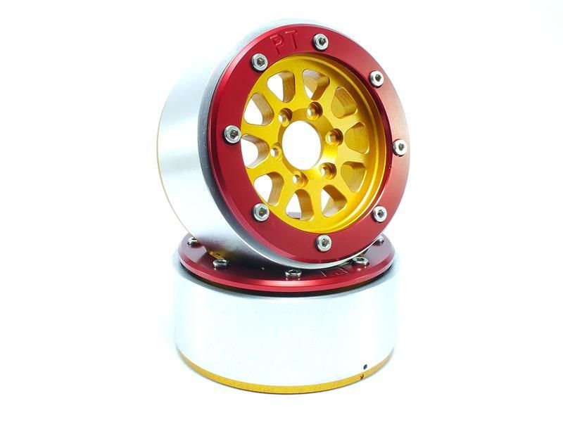 Metsafil Beadlock Wheels GEAR Gold/Red 1.9 (2) w/o Hub (MT5030GOR)