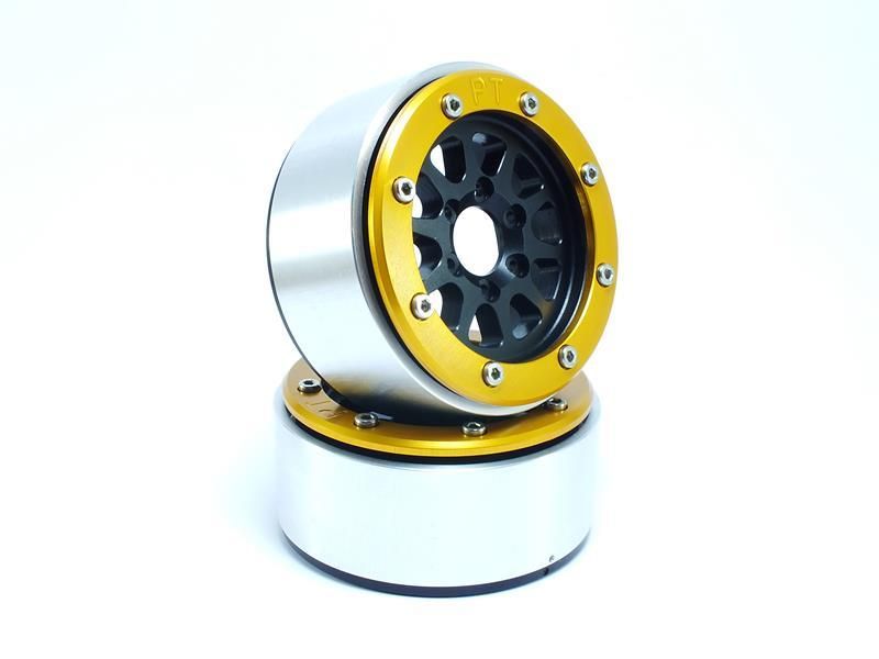 Metsafil Beadlock Wheels GEAR Black/Gold 1.9 (2) w/o Hub (MT5030BGO)