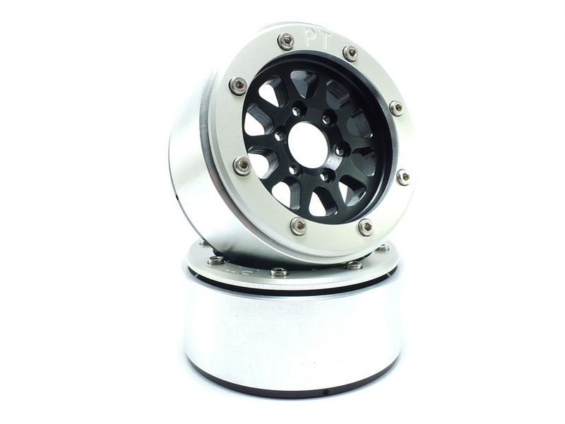 Metsafil Beadlock Wheels GEAR Black/Silver 1.9 (2) w/o Hub (MT5030BS)
