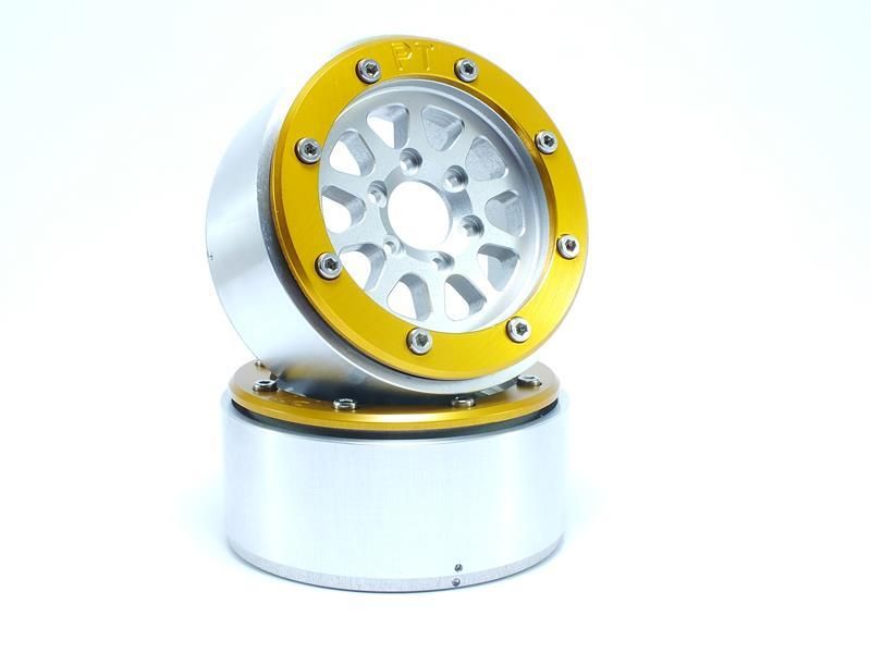 Metsafil Beadlock Wheels GEAR Silver/Gold 1.9 (2) w/o Hub (MT5030SGO)
