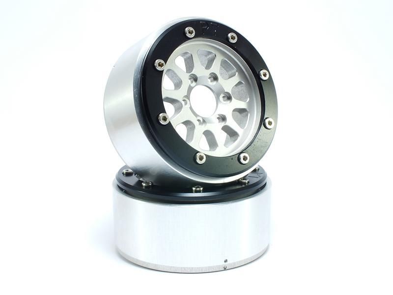 Metsafil Beadlock Wheels GEAR Silver/Black 1.9 (2) w/o Hub (MT5030SB)
