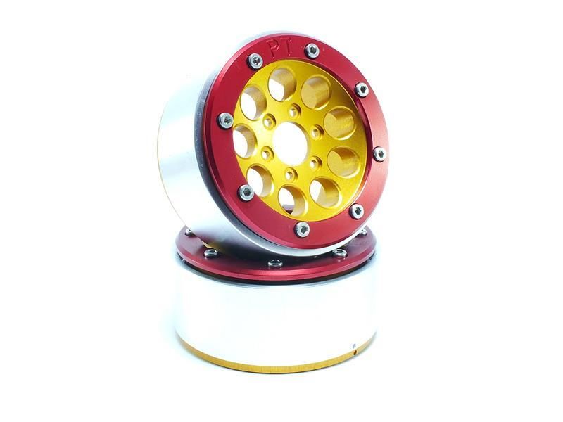 Metsafil Beadlock Wheels GUN Gold/Red 1.9 (2) w/o Hub (MT5020GOR)