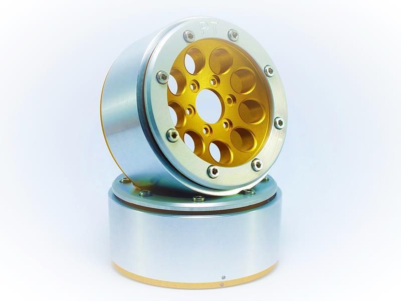 Metsafil Beadlock Wheels GUN Gold/Silver 1.9 (2) w/o Hub (MT5020GOS)