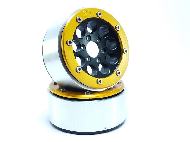 Metsafil Beadlock Wheels GUN Black/Gold 1.9 (2) w/o Hub (MT5020BGO)