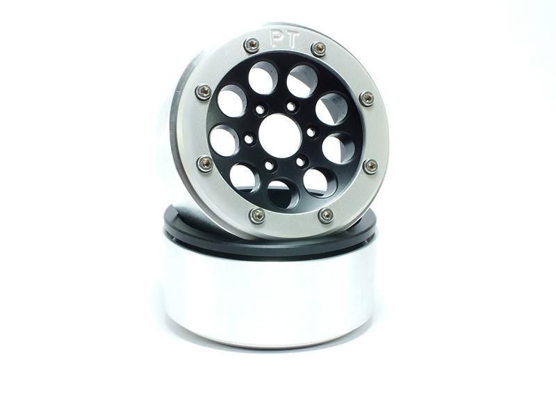 Metsafil Beadlock Wheels GUN Black/Silver 1.9 (2) w/o Hub (MT5020BS)