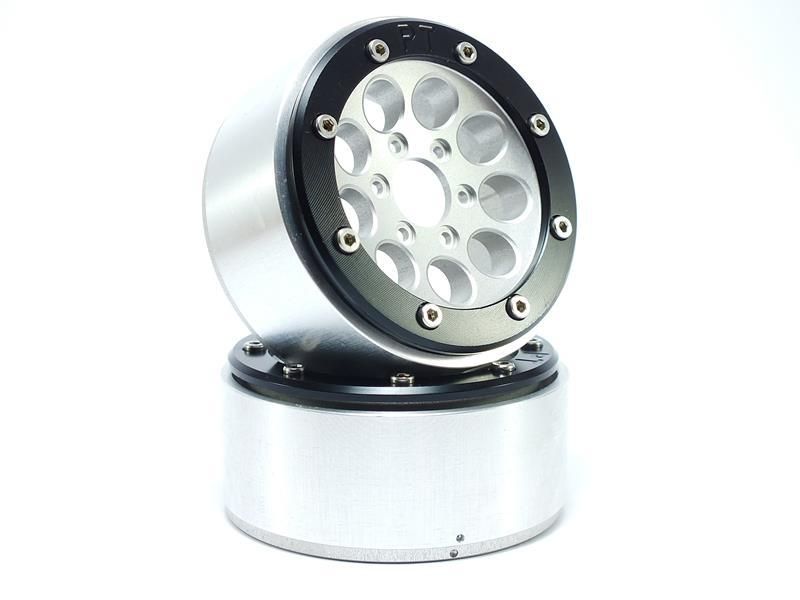 Metsafil Beadlock Wheels GUN Silver/Black 1.9 (2) w/o Hub (MT5020SB)