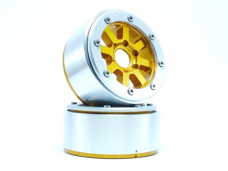 Metsafil Beadlock Wheels HAMMER Gold/Silver 1.9 (2) w/o Hub (MT5040GOS)
