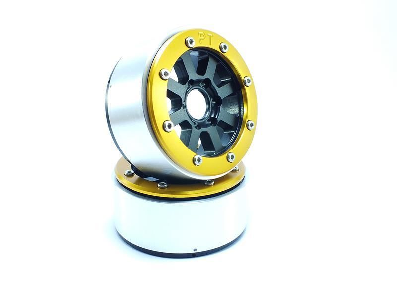 Metsafil Beadlock Wheels HAMMER Black/Gold 1.9 (2) w/o Hub (MT5040BGO)