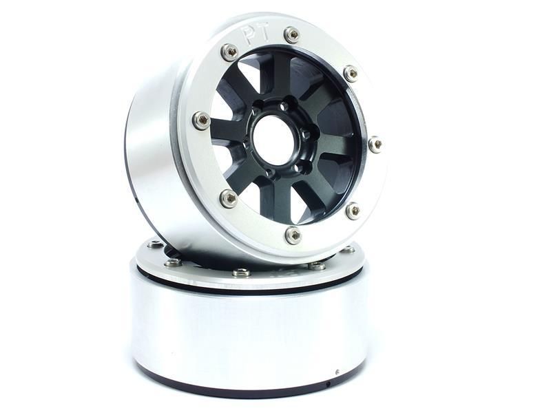 Metsafil Beadlock Wheels HAMMER Black/Silver 1.9 (2) w/o Hub (MT5040BS)
