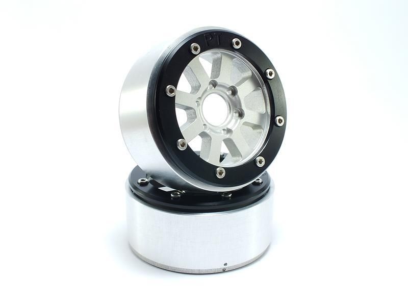 Metsafil Beadlock Wheels HAMMER Silver/Black 1.9 (2) w/o Hub (MT5040SB)