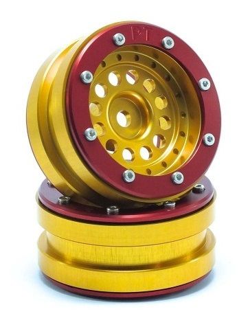 Metsafil Beadlock Wheels PT-Bullet Gold/Red 1.9 (2 pcs) (MT0020GOR)