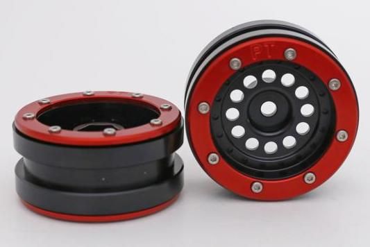 Metsafil Beadlock Wheels PT-Bullet Black/Red 1.9 (2 pcs)Â  (MT0020BRÂ )