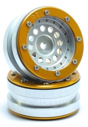Metsafil Beadlock Wheels PT-Bullet Silver/Gold 1.9 (2 pcs) (MT0020SGO)