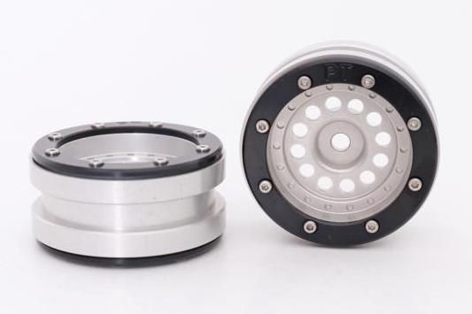 Metsafil Beadlock Wheels PT-Bullet Silver/Black 1.9 (2 pcs)Â  (MT0020SBÂ )