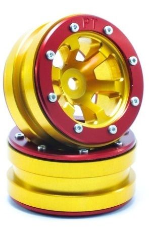 Metsafil Beadlock Wheels PT-Claw Gold/Red 1.9 (2 pcs) (MT0060GOR)