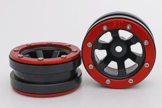 Metsafil Beadlock Wheels PT-Claw Black/Red 1.9 (2 pcs)Â  (MT0060BRÂ )
