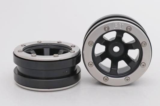 Metsafil Beadlock Wheels PT-Claw Black/Silver 1.9 (2 pcs)Â  (MT0060BSÂ )