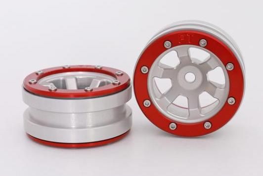 Metsafil Beadlock Wheels PT-Claw Silver/Red 1.9 (2 pcs)Â  (MT0060SRÂ )