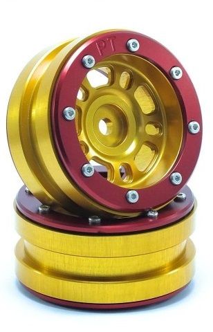 Metsafil Beadlock Wheels PT-Distractor Gold/Red 1.9 (2 pcs) (MT0040GOR)